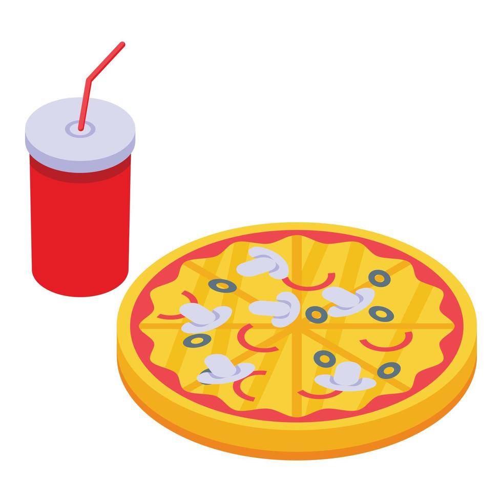 Pizza kids party icon isometric vector. Happy cute vector