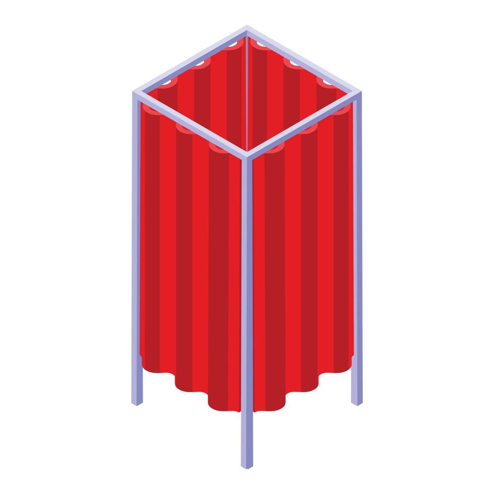 Red vote cabine icon isometric vector. Election booth vector