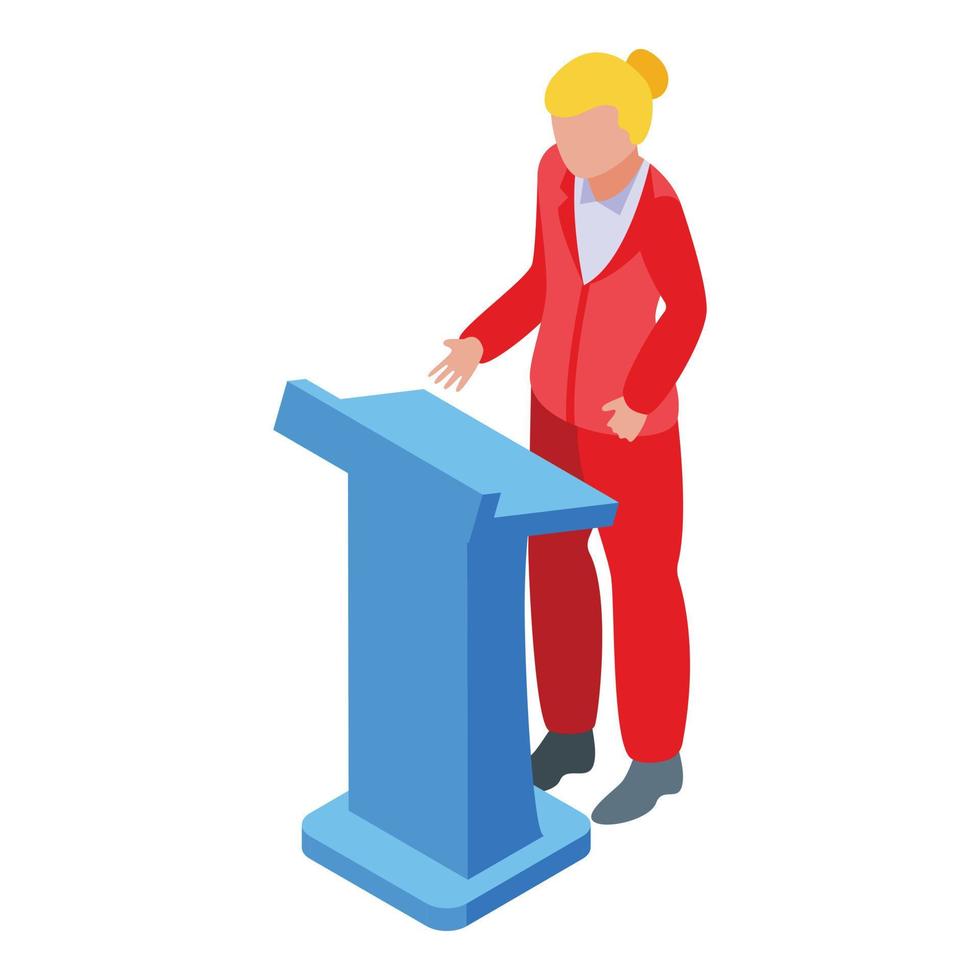 Vote speaker speech icon isometric vector. Booth election vector