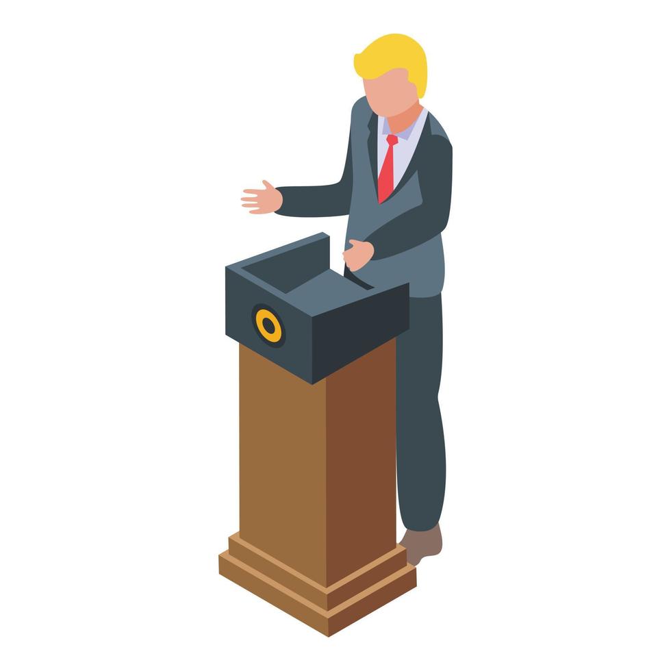 vector isométrico del icono del altavoz del presidente. cabina de votación