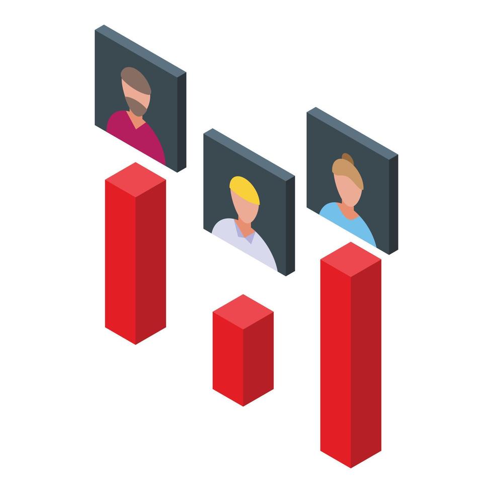 Online election graph icon isometric vector. People vote vector