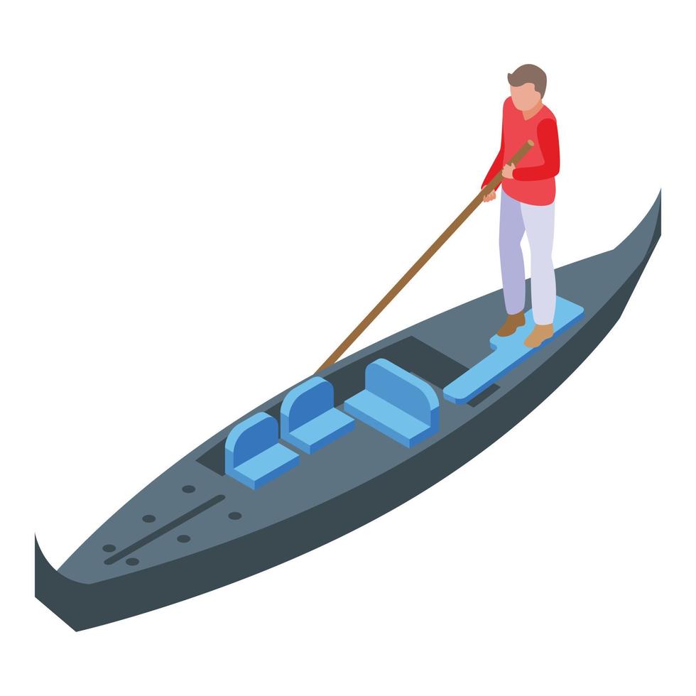Black gondola icon isometric vector. Venice gondolier vector
