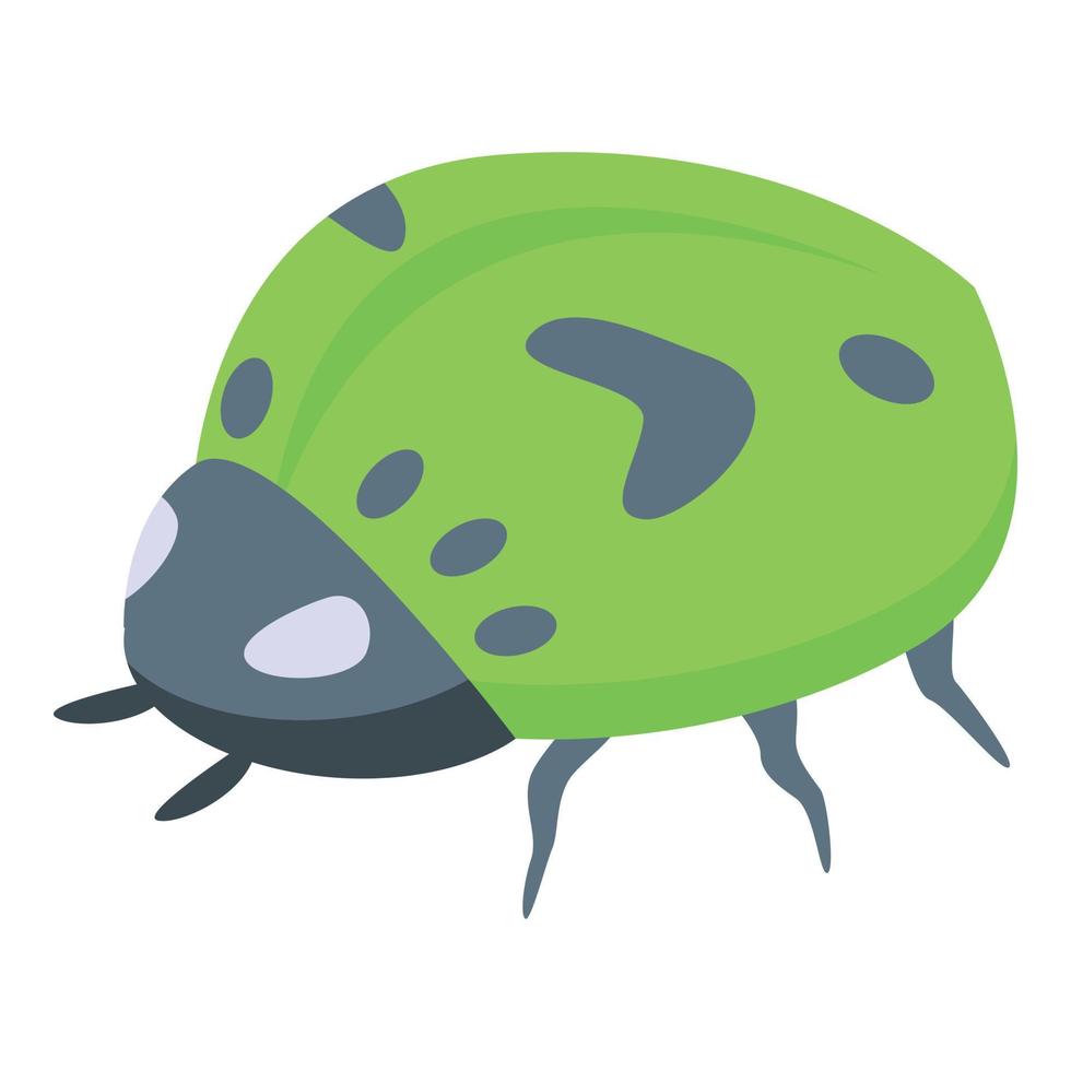 Green ladybug icon isometric vector. Cute bug vector