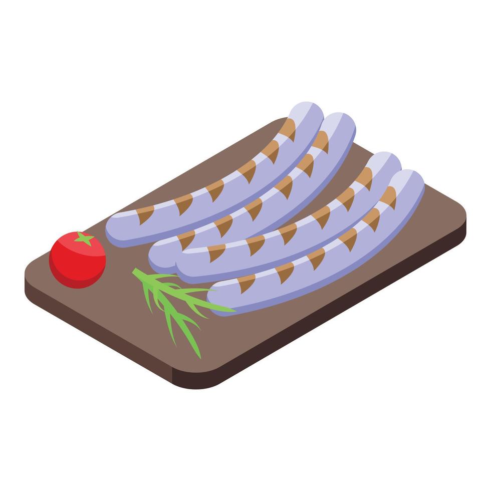 White german sausage icon isometric vector. Food dish vector