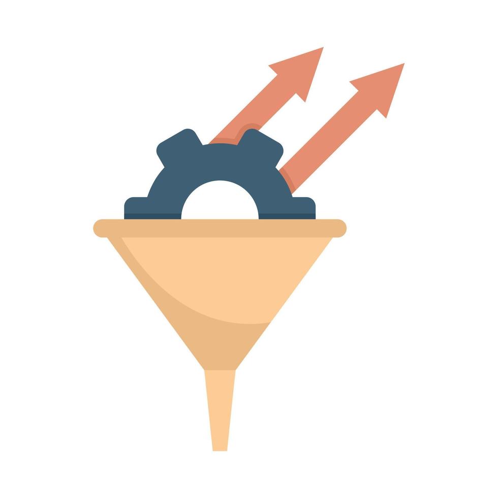 Conversion rate gear funnel icon flat isolated vector