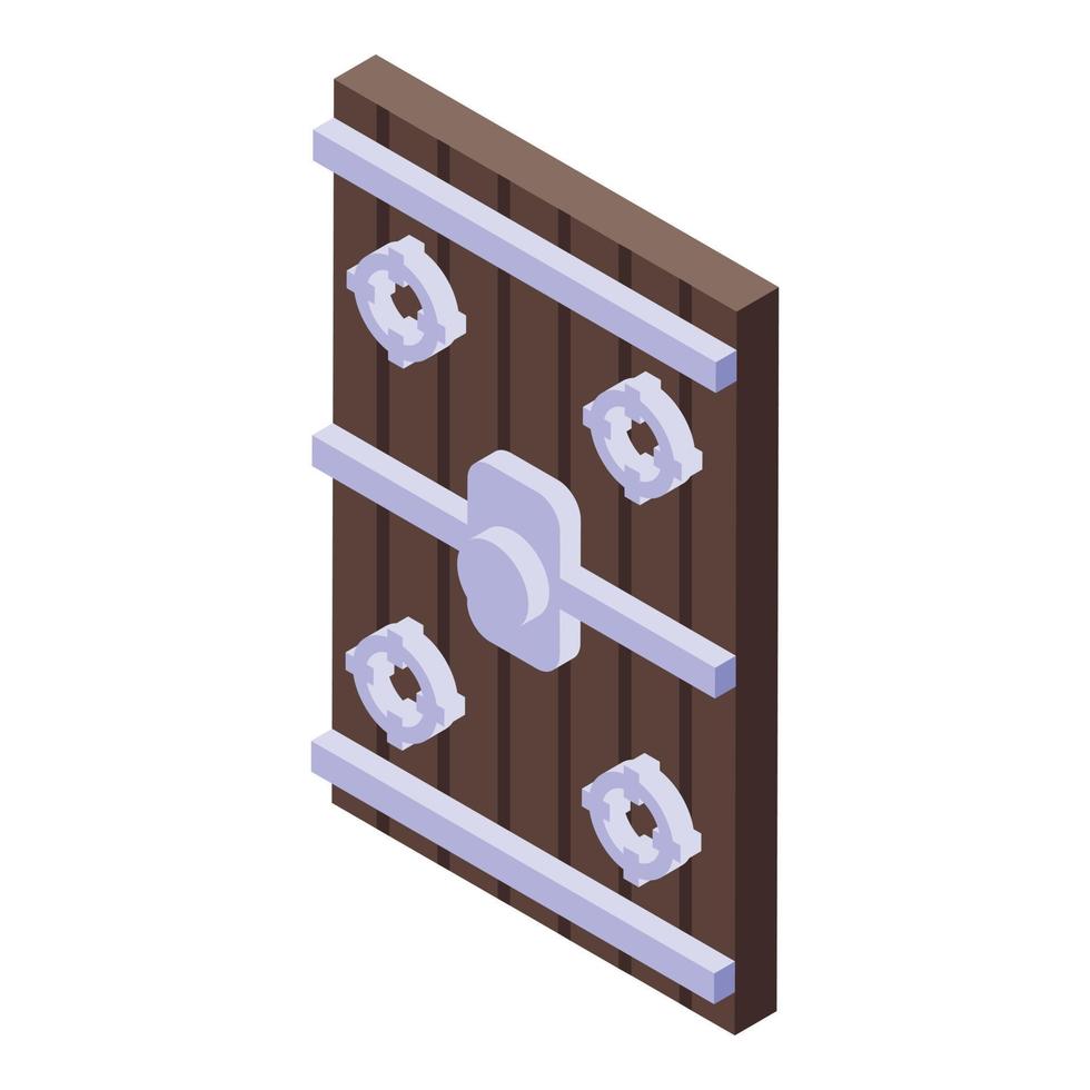 Wood shield icon isometric vector. Medieval castle vector
