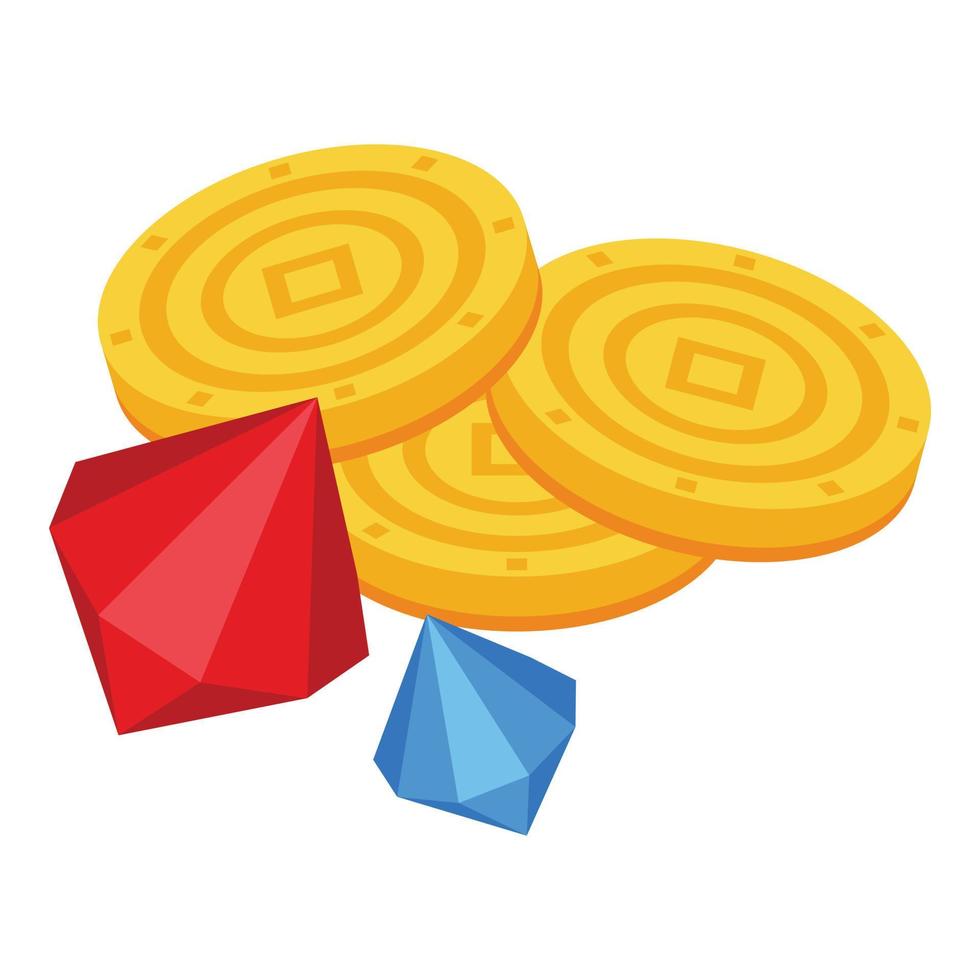 Medieval money icon isometric vector. Age history vector