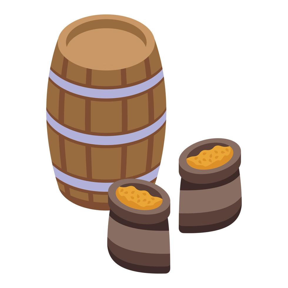 Medieval gold barrel icon isometric vector. Medieval people vector