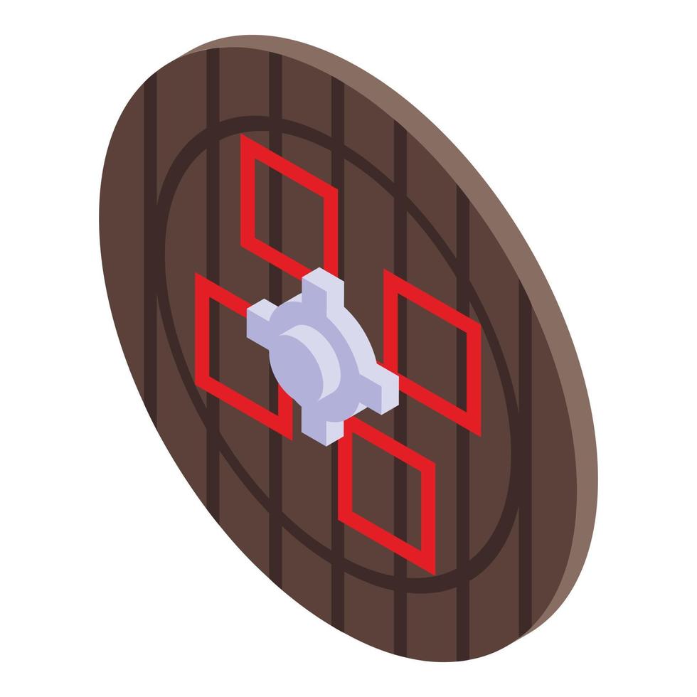 Round medieval shield icon isometric vector. Knight kingdom vector