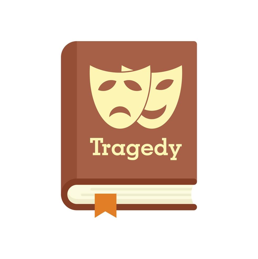 tragedia género literario libro icono plano aislado vector