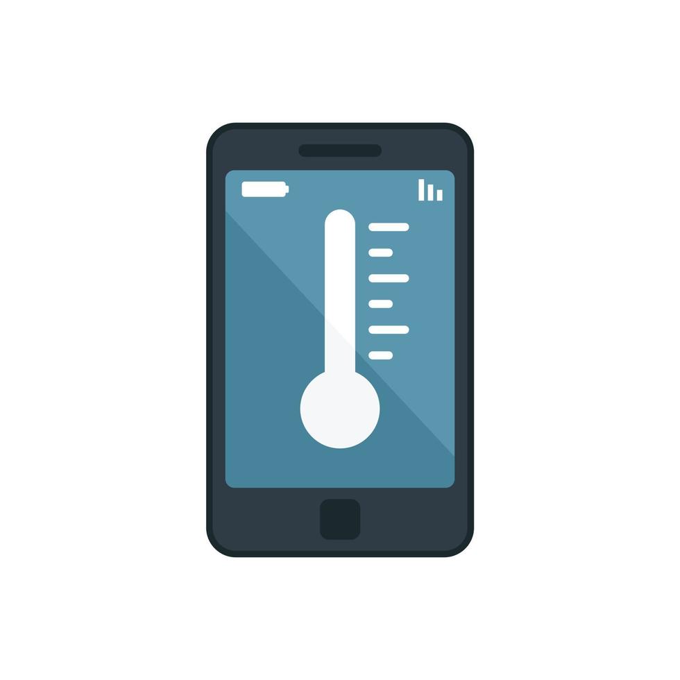 Smartphone temperature control icon flat isolated vector
