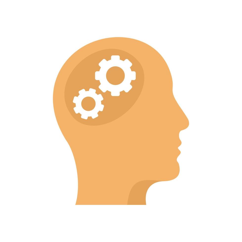 Gear mind icon flat isolated vector