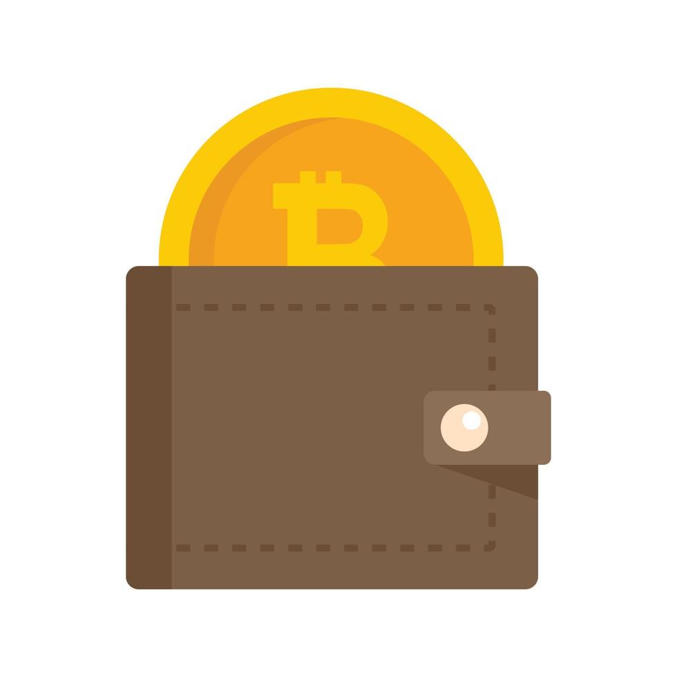 Bitcoin digital wallet icon flat isolated vector