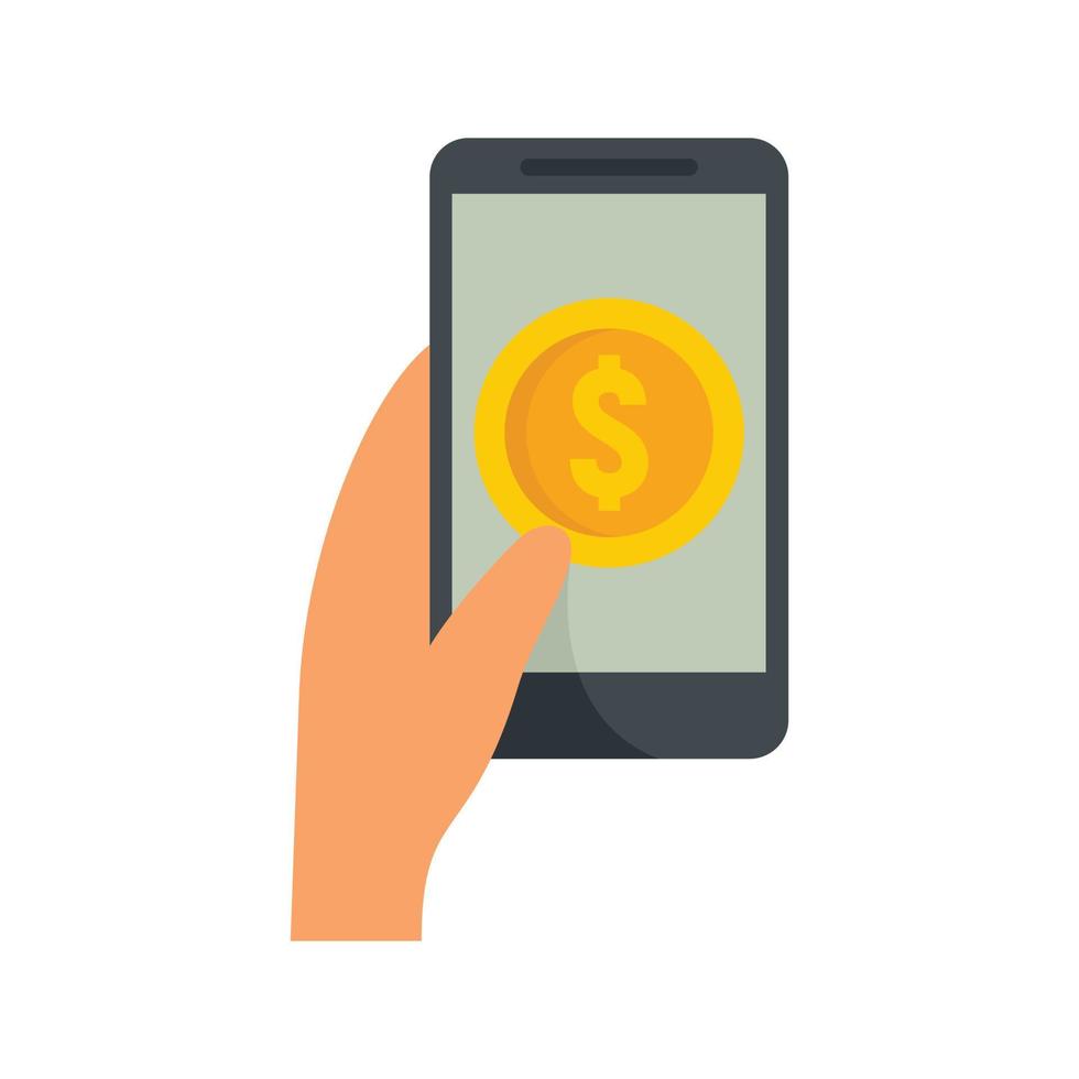 Smartphone digital wallet icon flat isolated vector