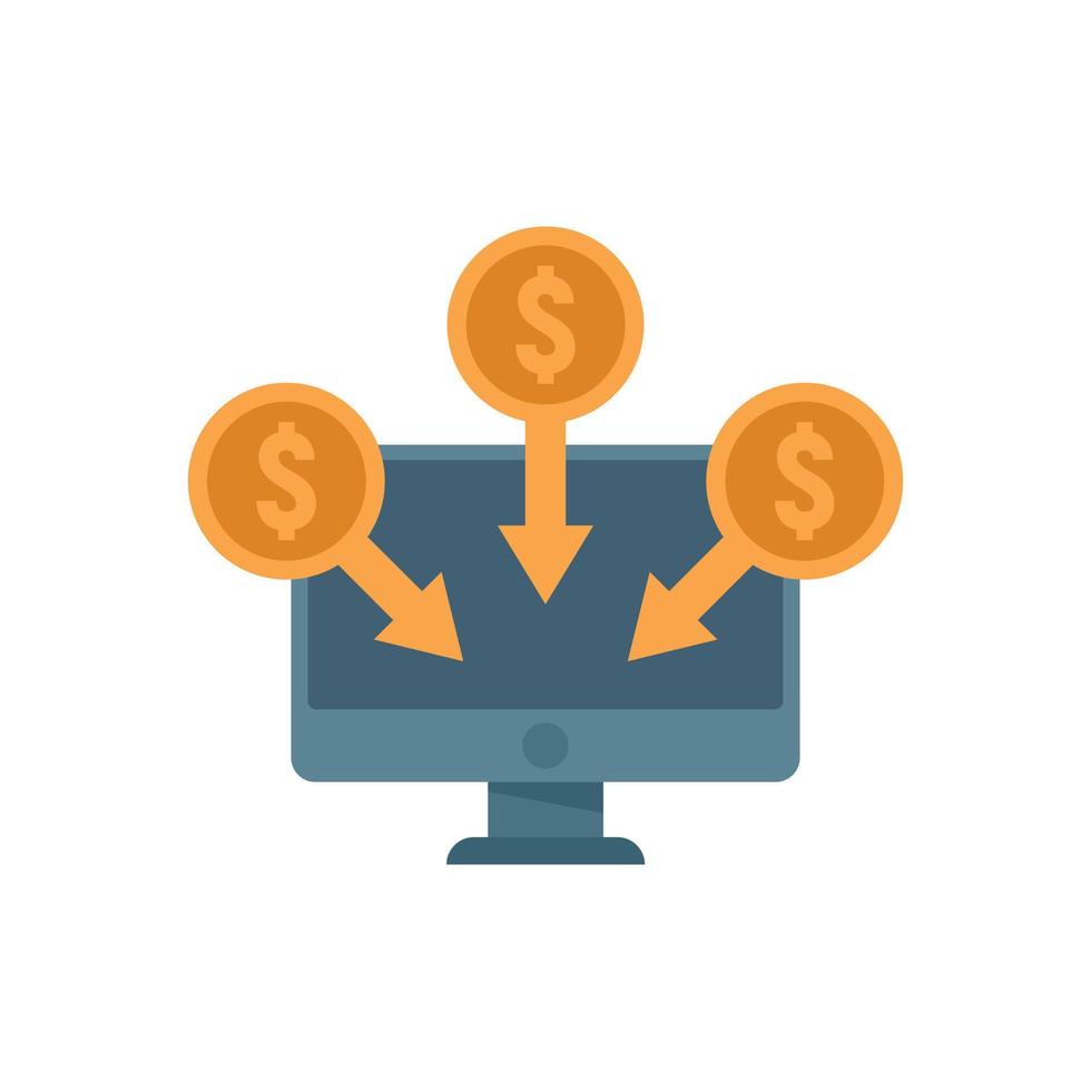 Crowdfunding online monitor icon flat isolated vector
