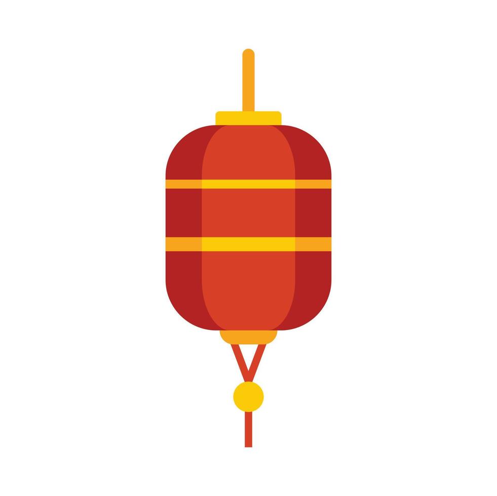 Paper chinese lantern icon flat isolated vector