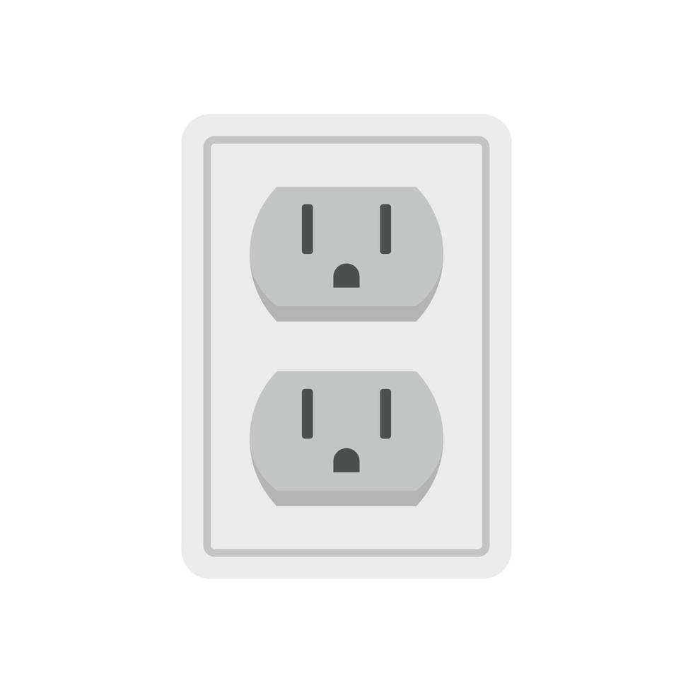 Double power socket icon flat isolated vector