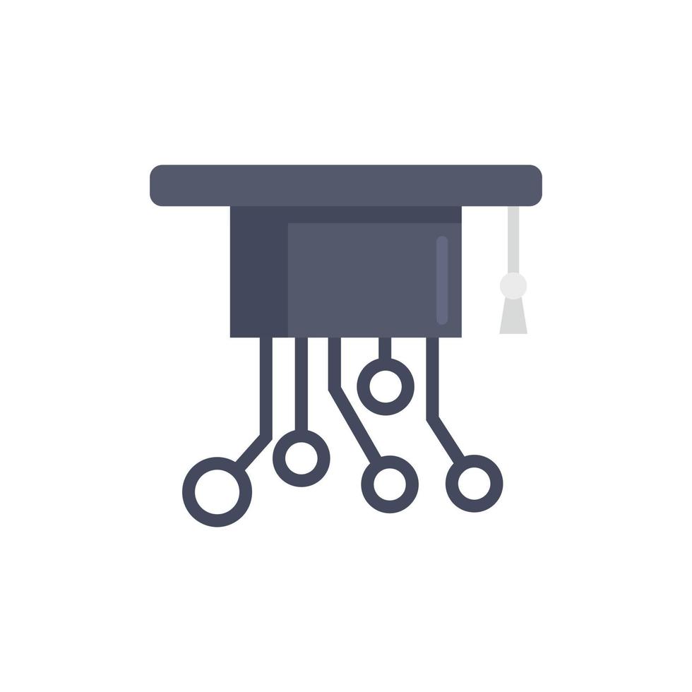 Graduated machine learning hat icon flat isolated vector