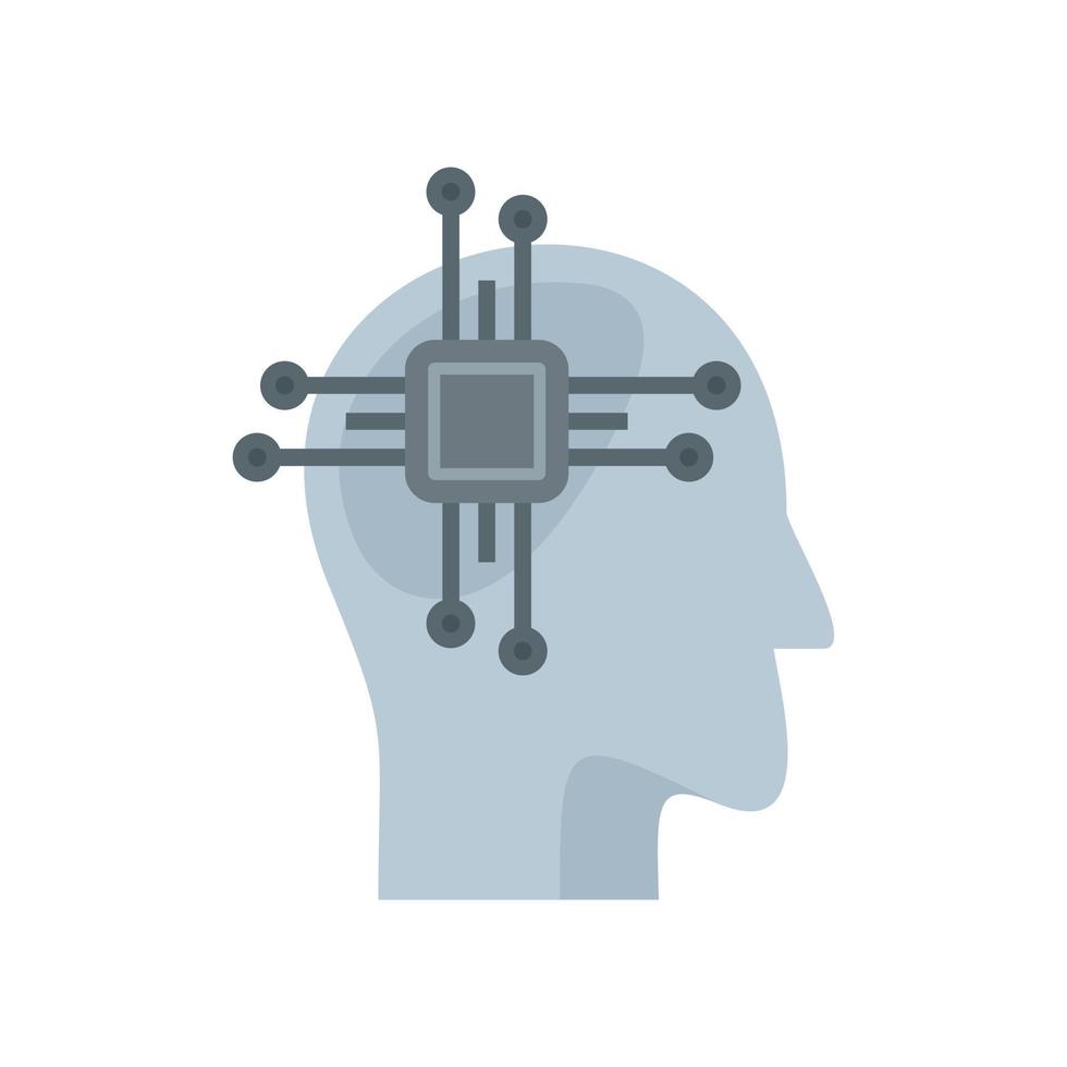 Education smart brain icon flat isolated vector
