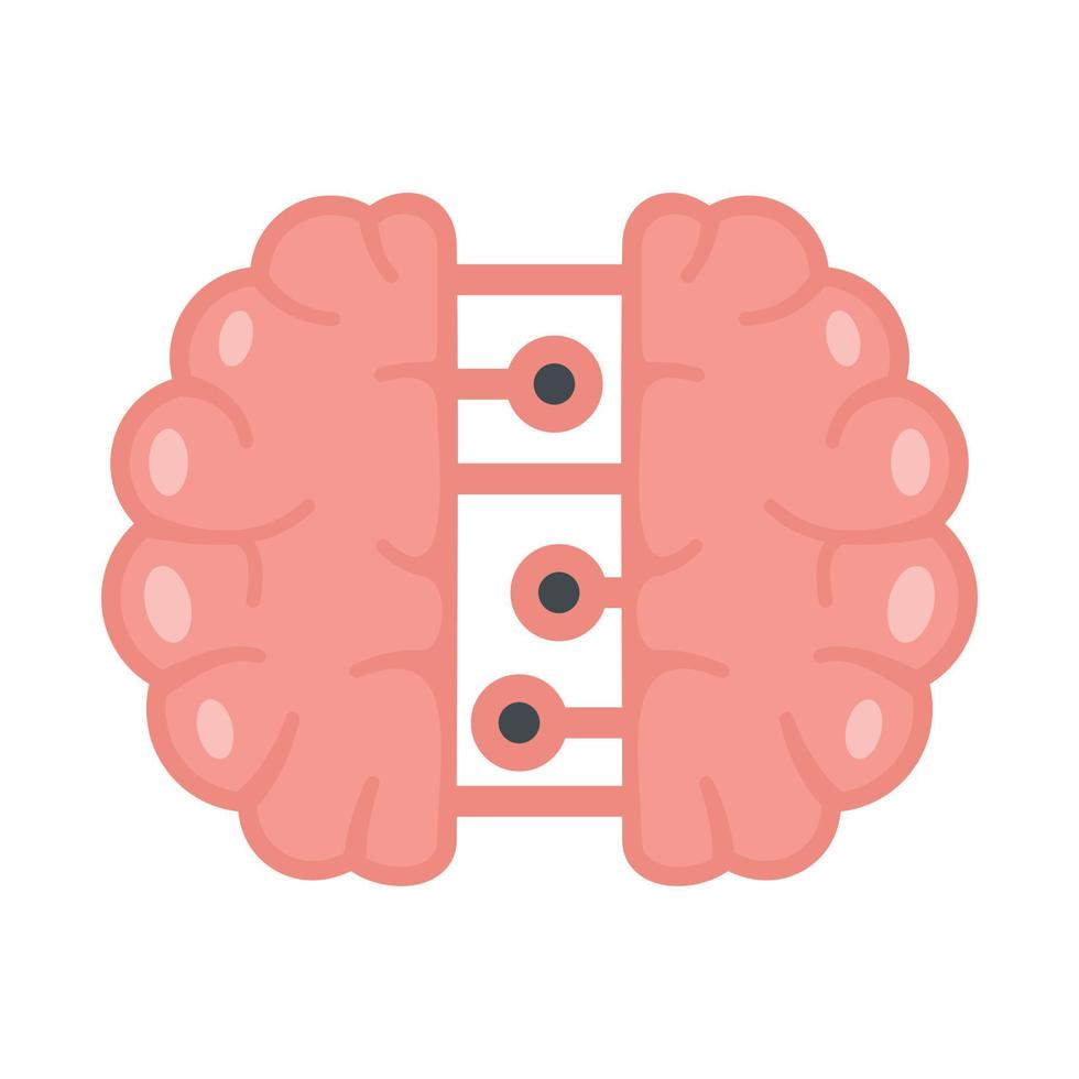 futuro cerebro binario icono plano aislado vector