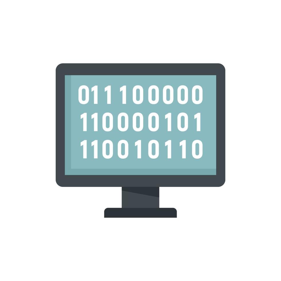Computer machine learning icon flat isolated vector
