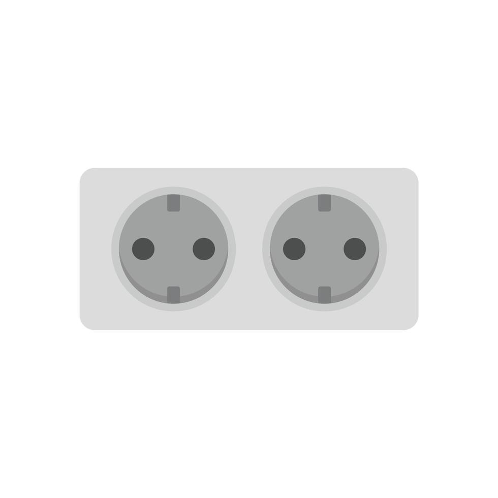 Double wall power socket icon flat isolated vector