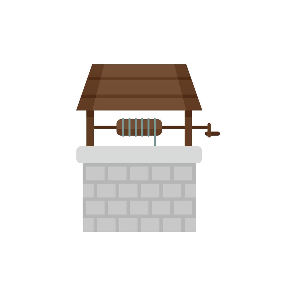 Stone water well icon flat isolated vector