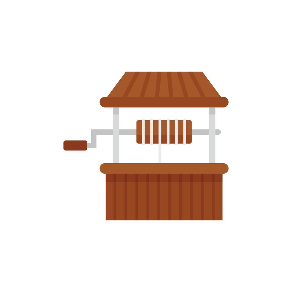 Village water well icon flat isolated vector