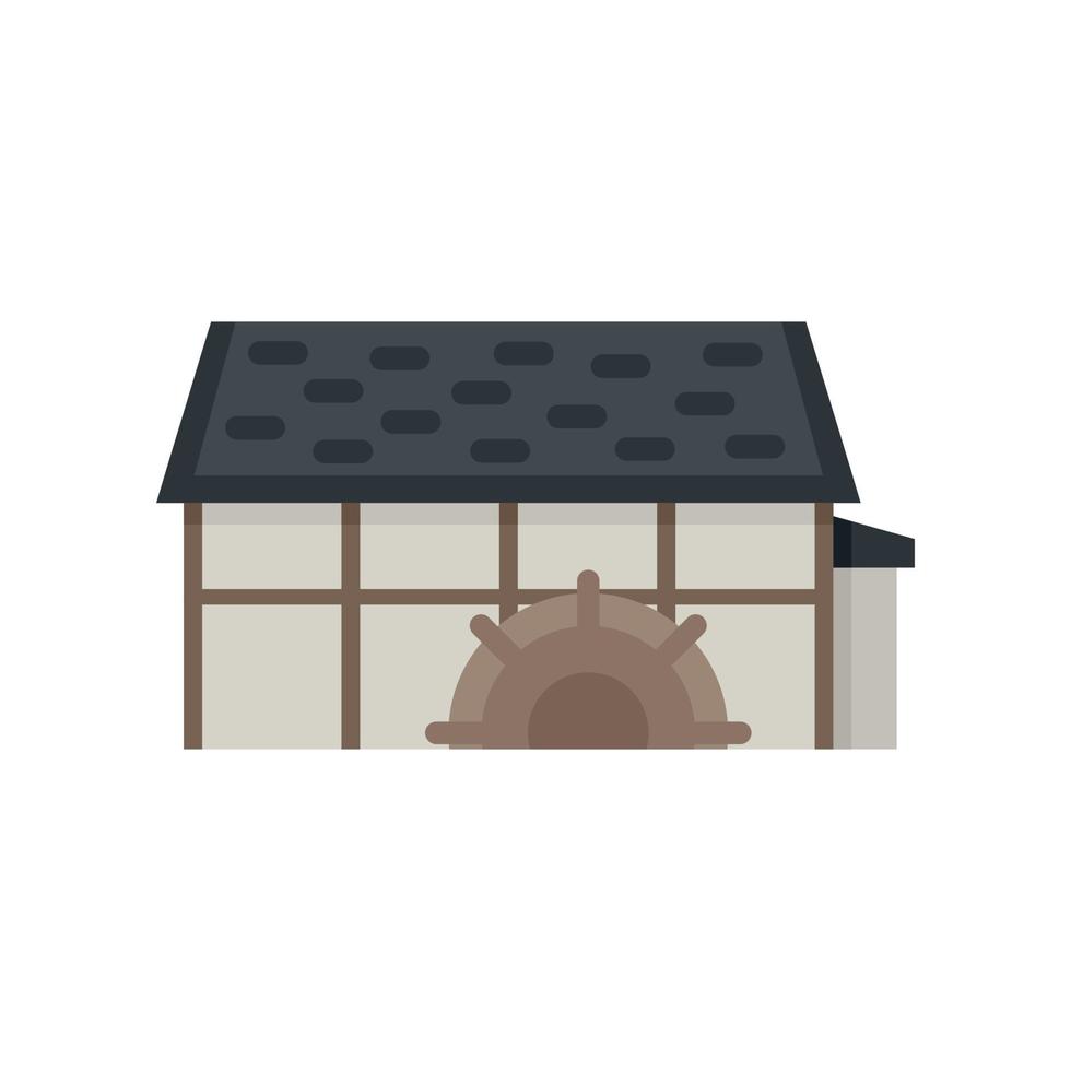 Old water mill icon flat isolated vector