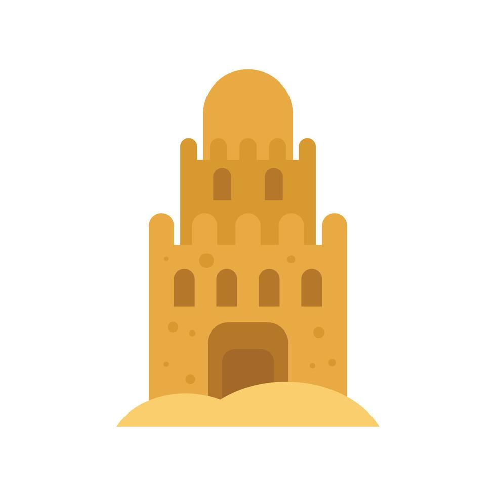 Beach sand castle icon flat isolated vector