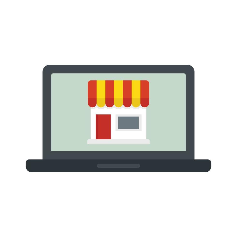 Online street shop icon flat isolated vector