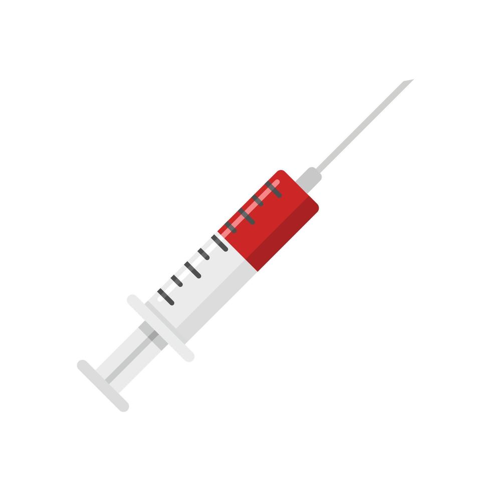 Syringe with blood icon flat isolated vector