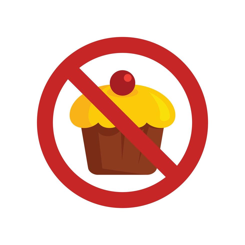 No sweet cupcake icon flat isolated vector