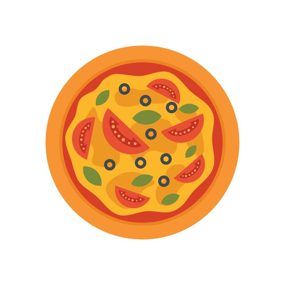 Fresh tomato pizza icon flat isolated vector