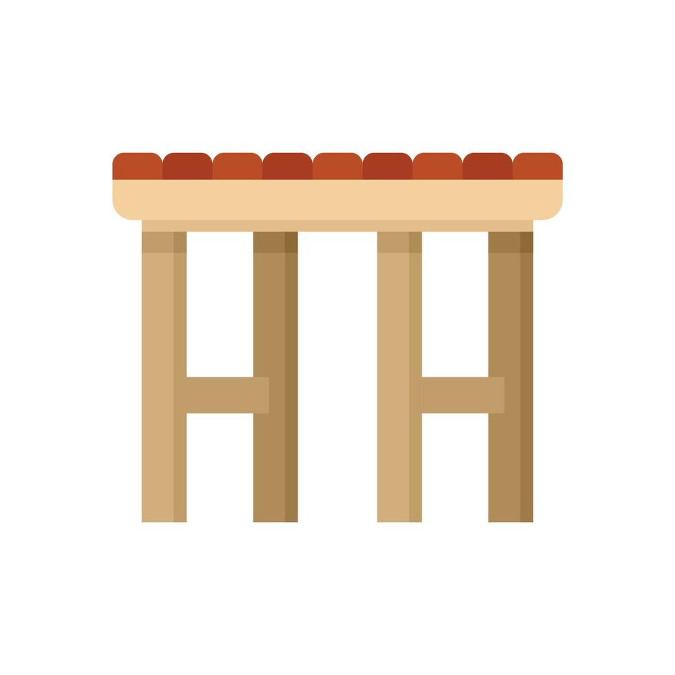 Garden backless chair icon flat isolated vector