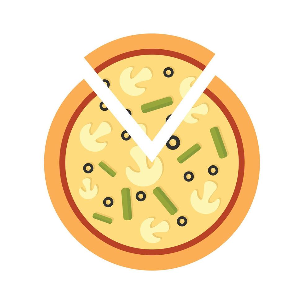 Mushroom pizza icon flat isolated vector