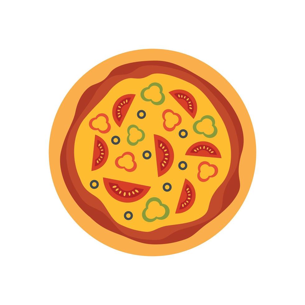 tomate pimentón pizza icono plano aislado vector