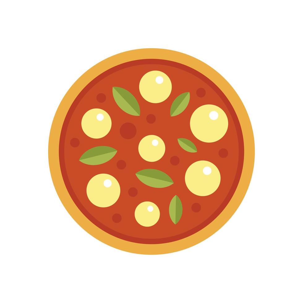 cena pizza cocinero icono plano aislado vector