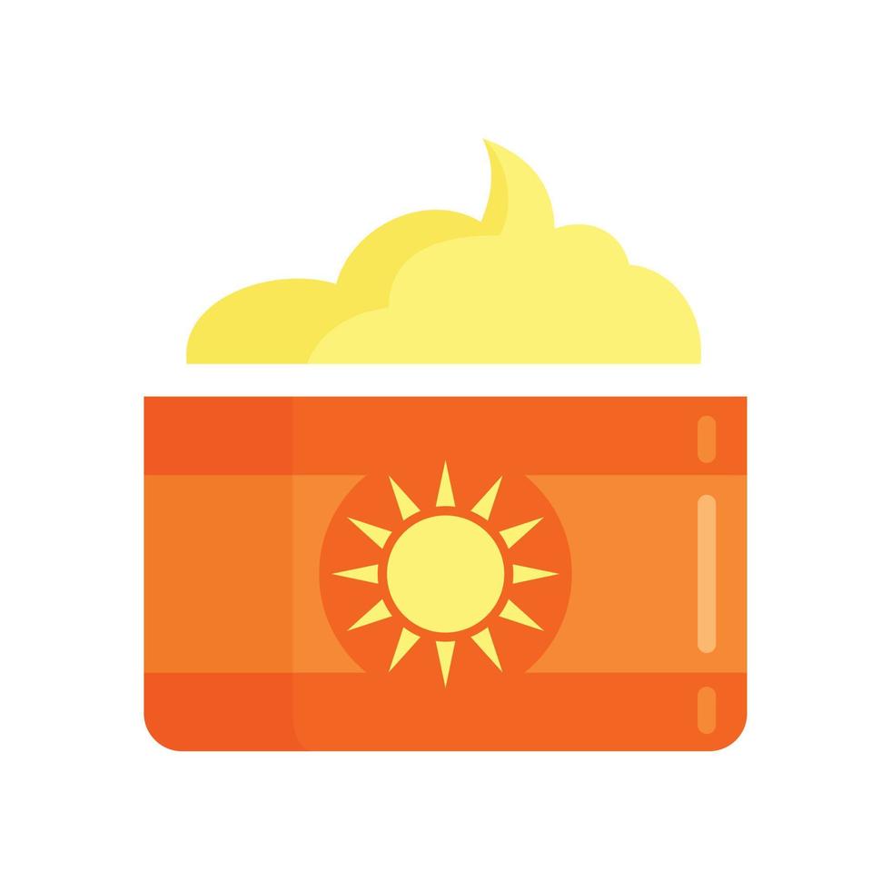 Sunscreen jar cream icon flat isolated vector