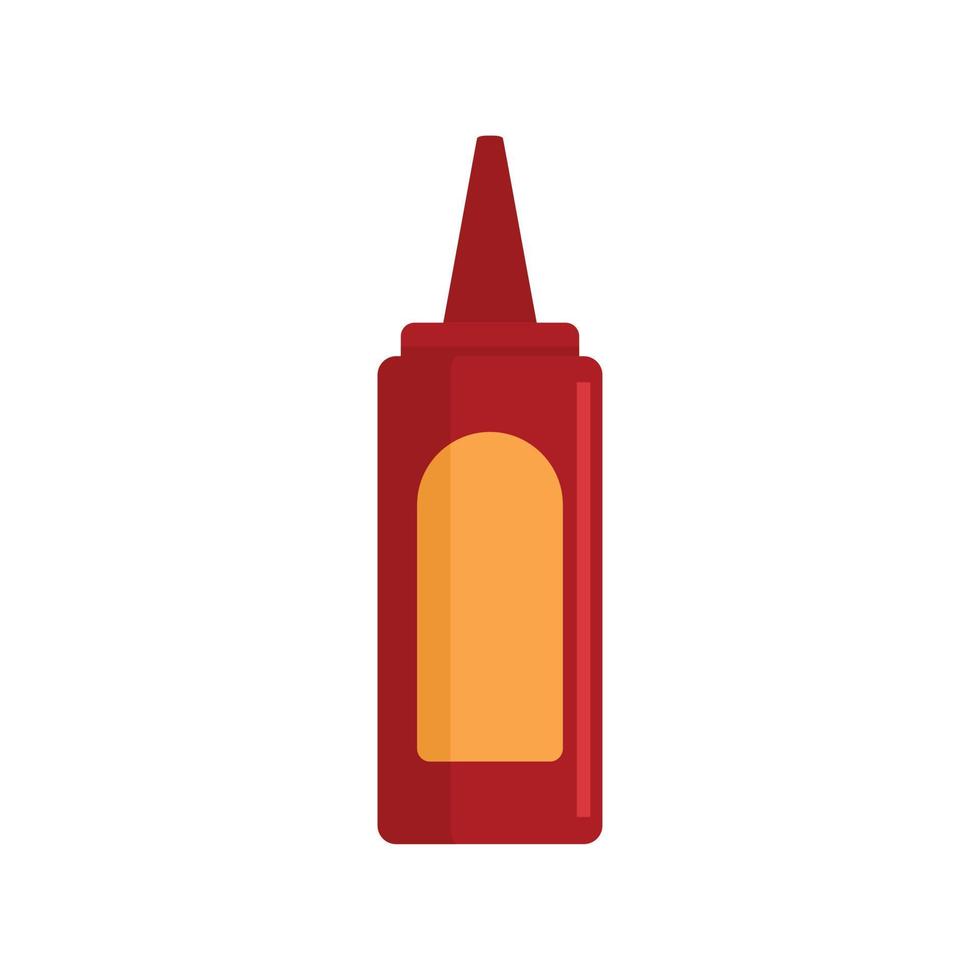 sabroso ketchup botella icono plano aislado vector