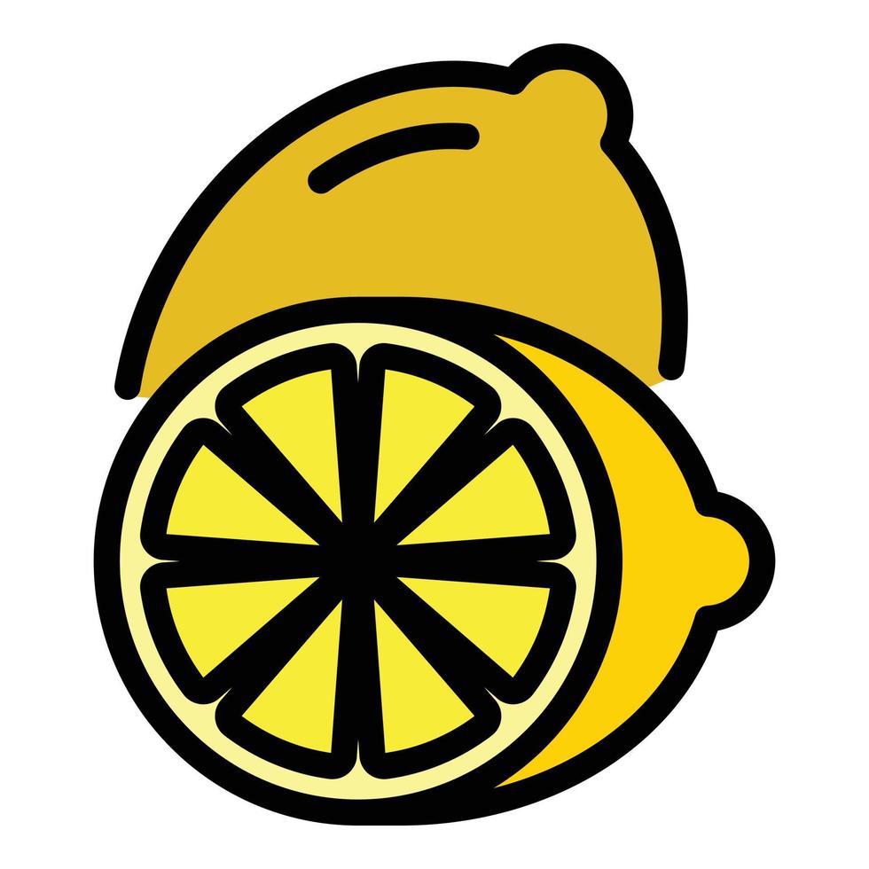 Lemon sliced in two icon color outline vector