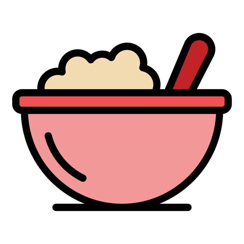 Kid food bowl icon color outline vector