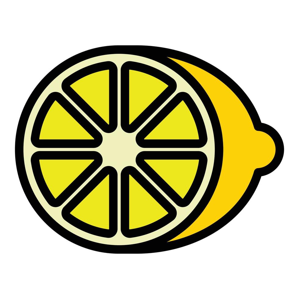 Half lime icon color outline vector