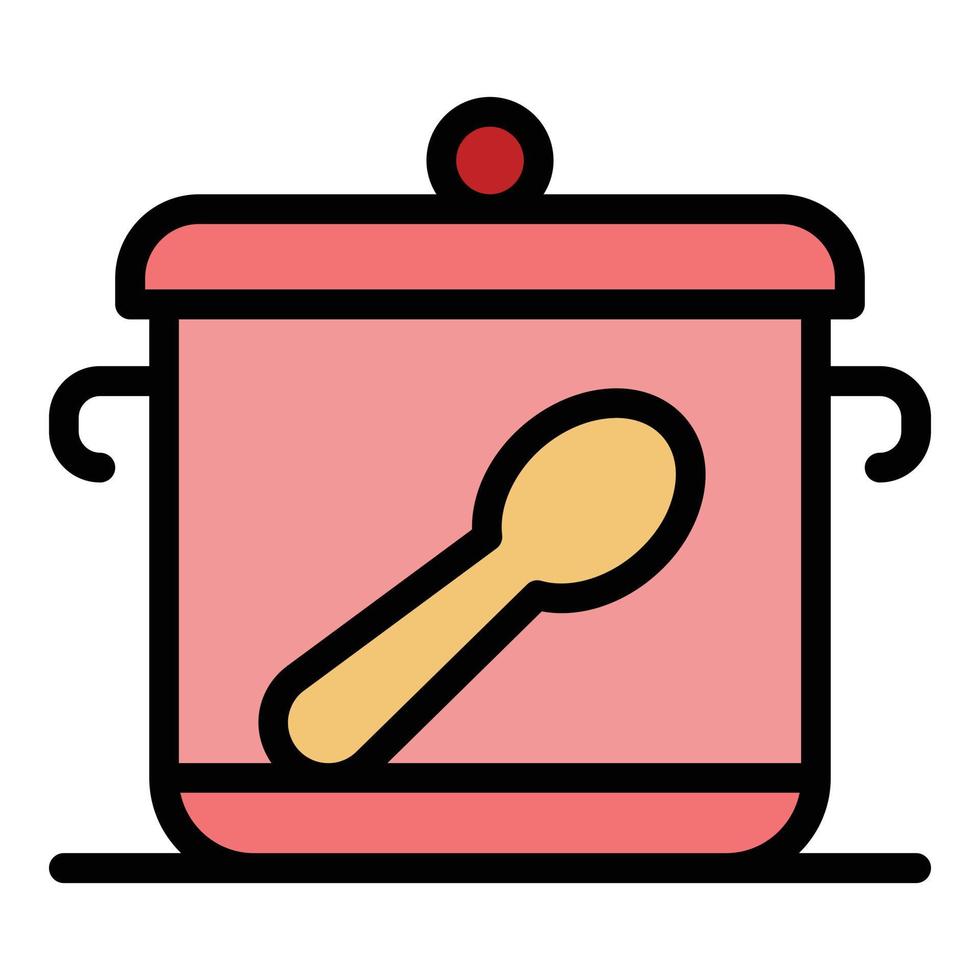 Baby food pan icon color outline vector