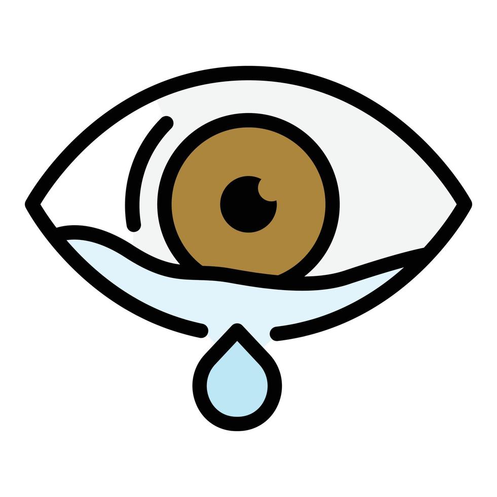 vector de contorno de color de icono de ojo llorando