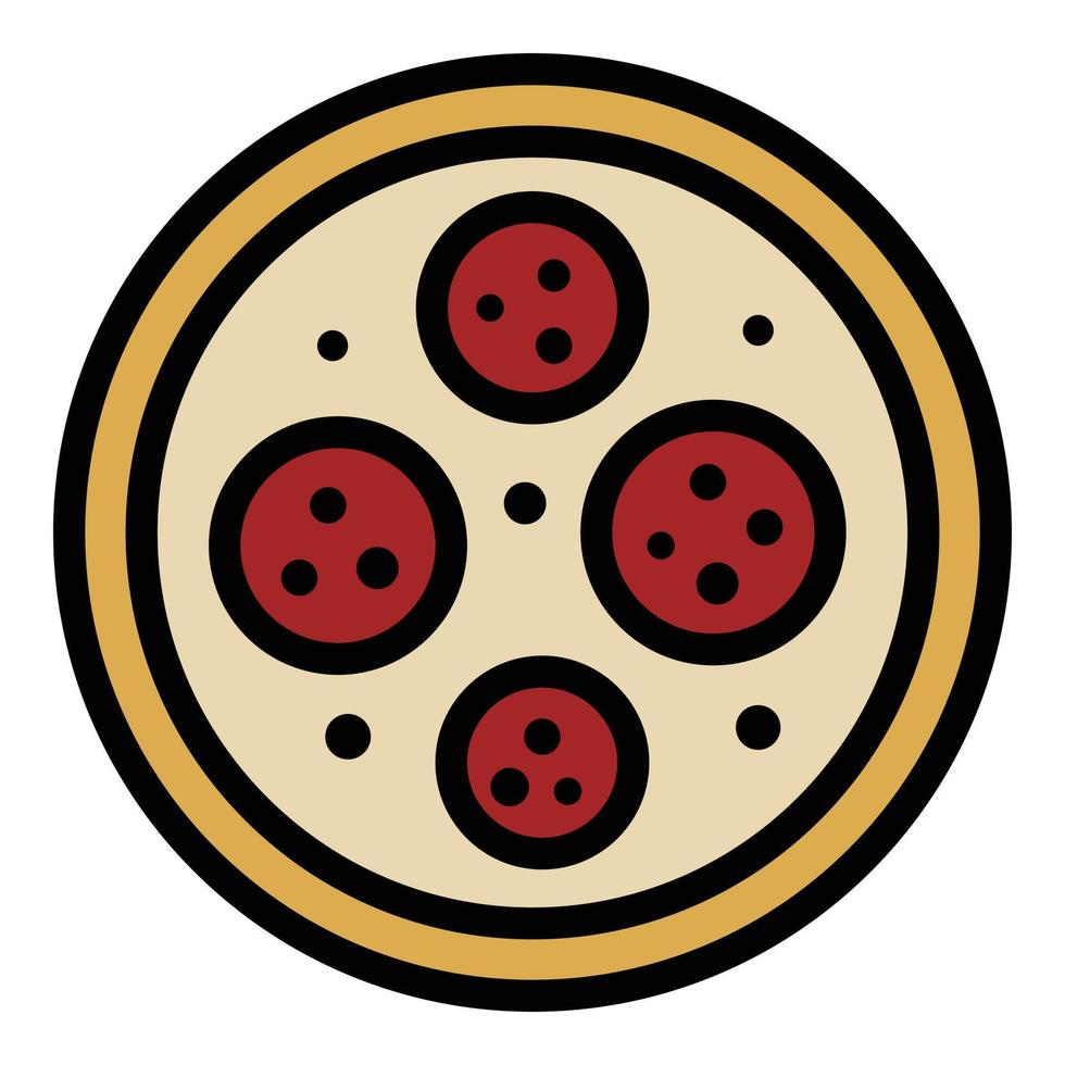 Pizza with tomatoes icon color outline vector