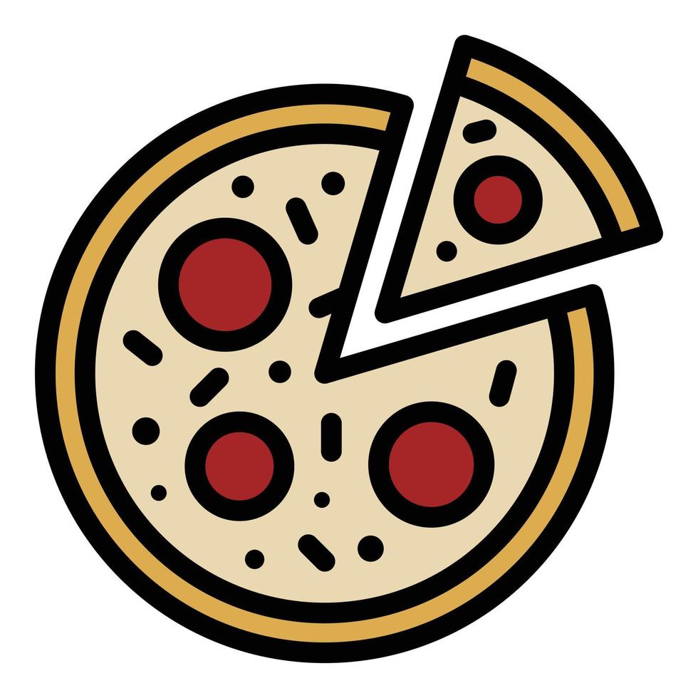 Italian salami pizza icon color outline vector