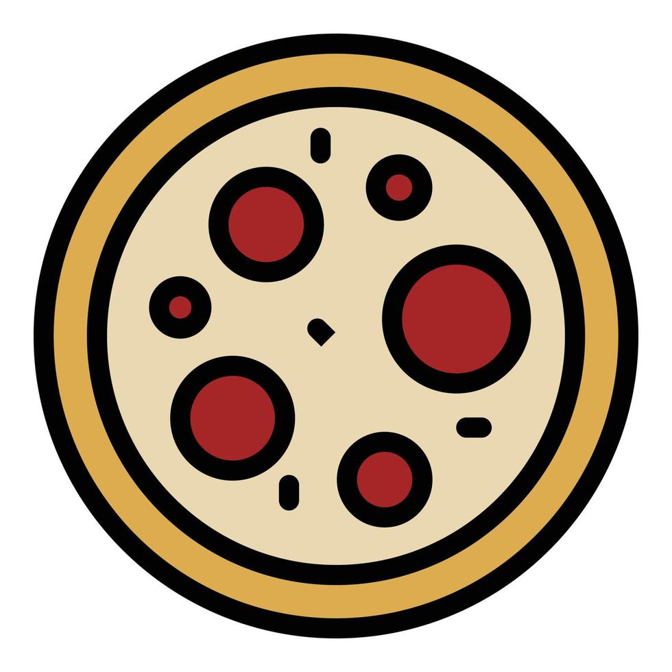 Huge pizza icon color outline vector