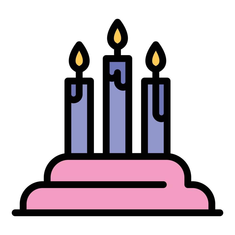 Birthday cake with candles icon color outline vector