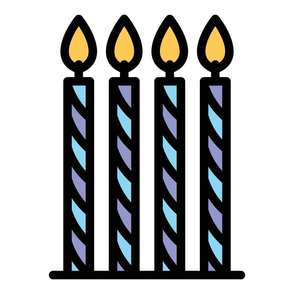 Four thin candles icon color outline vector